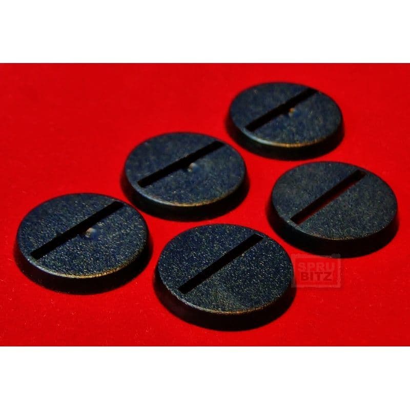 5x 25mm Games Workshop Slotta Slotted Black Bases