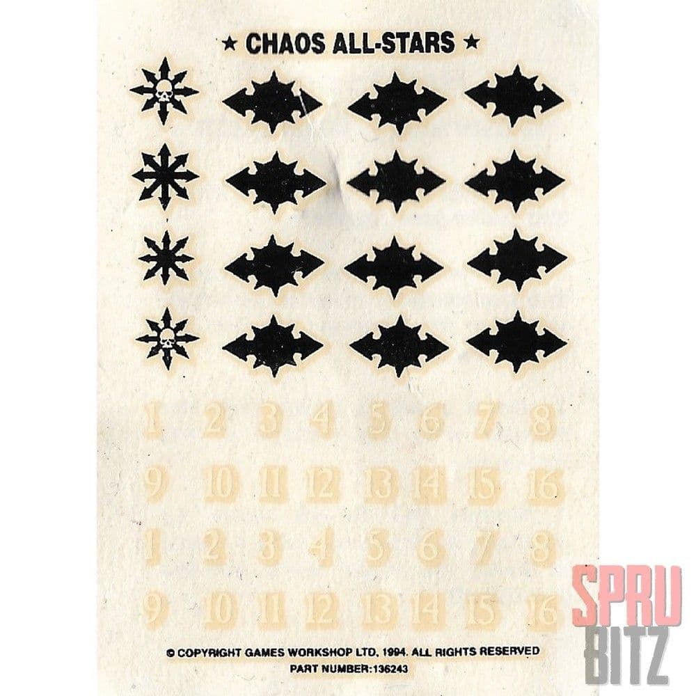Blood Bowl Chaos All-Stars Transfer Sheet Decals