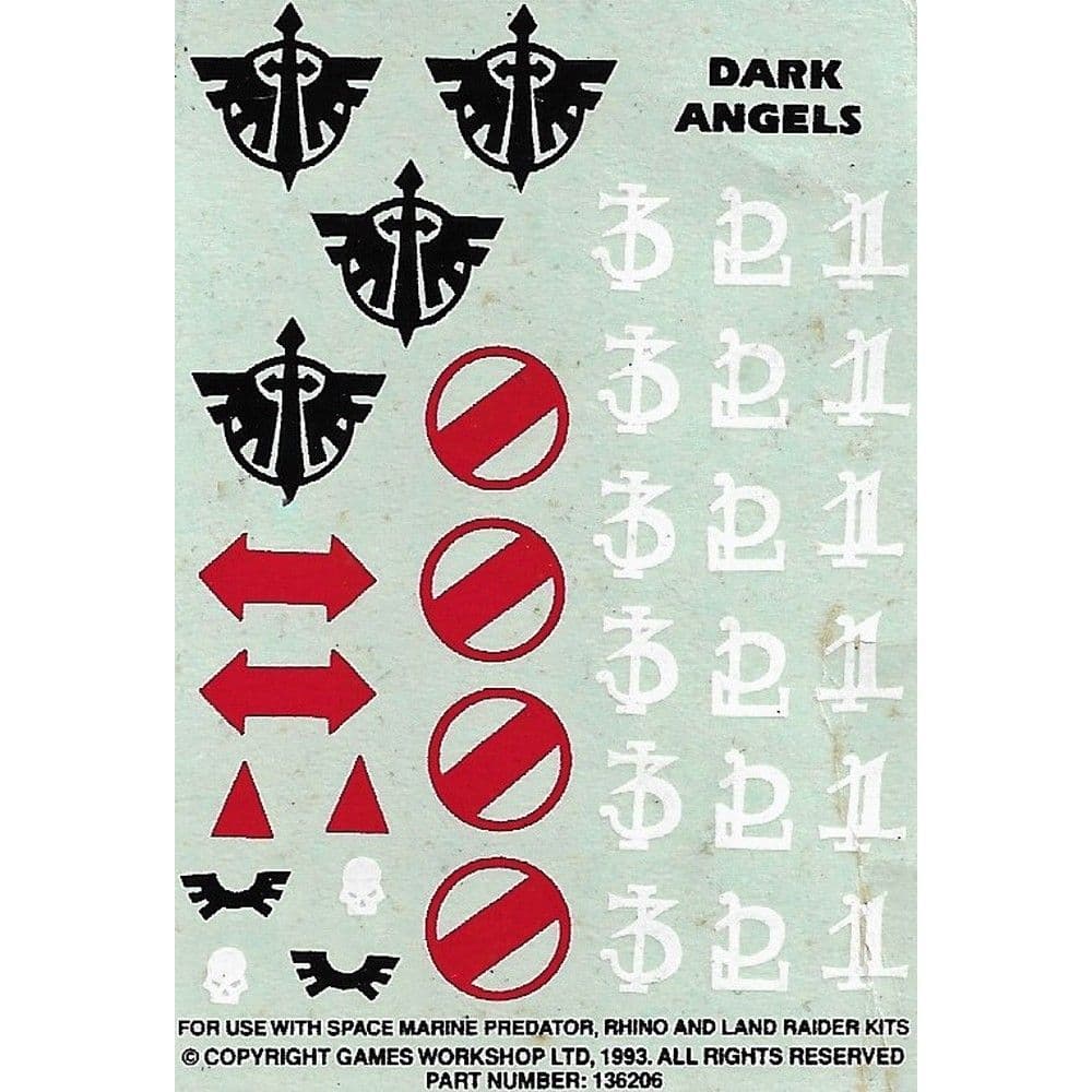 Dark Angels Rhino Transfer Sheet (1993)