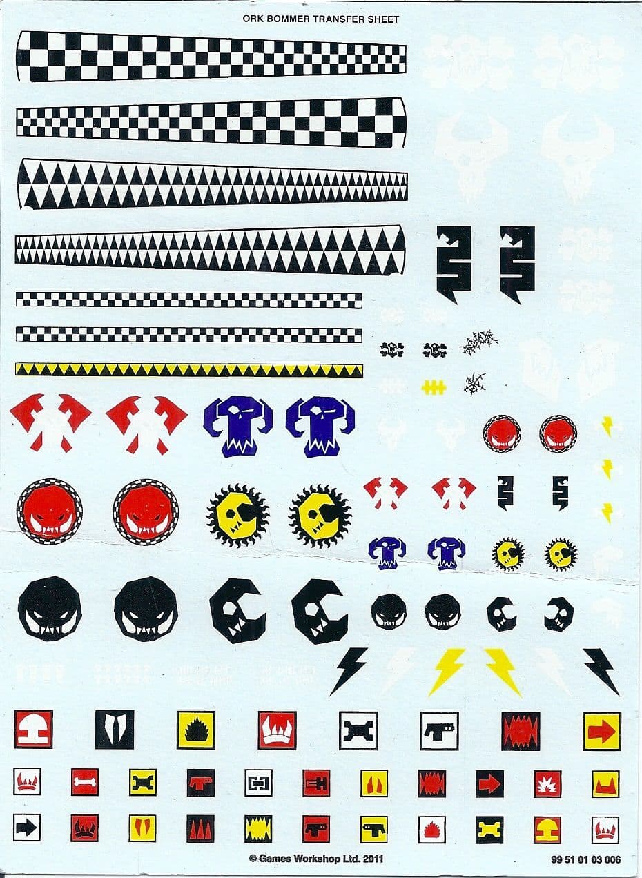 Ork Bommer Transfer Sheet Warhammer 40,000 Component #99 51 01 03 006