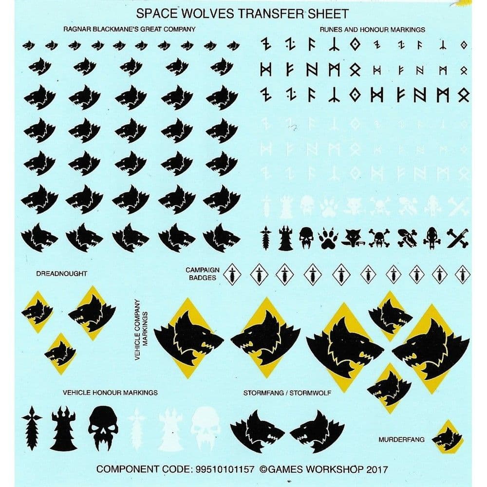 Space Wolf Wolves Transfer Sheet (2017)