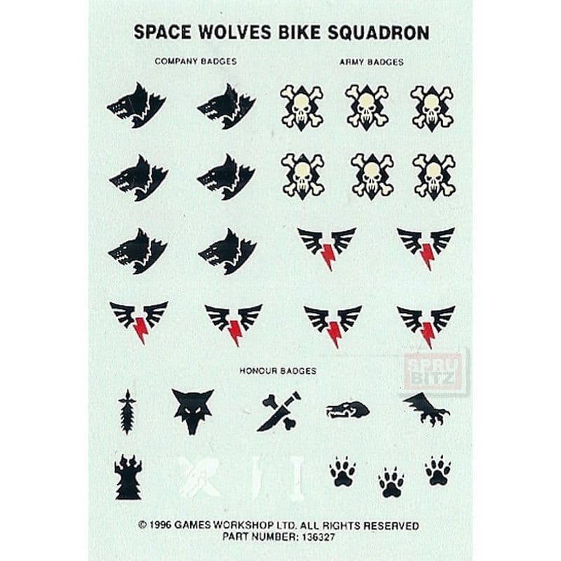 Space Wolves Bike Squadron Transfer Sheet (1996)
