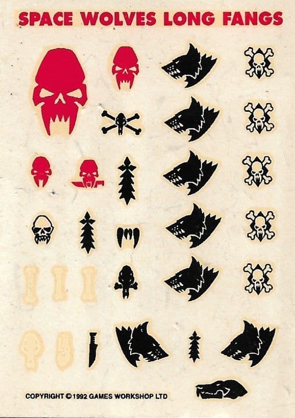 Space Wolves Long Fangs Transfer Sheet Decals (1992)