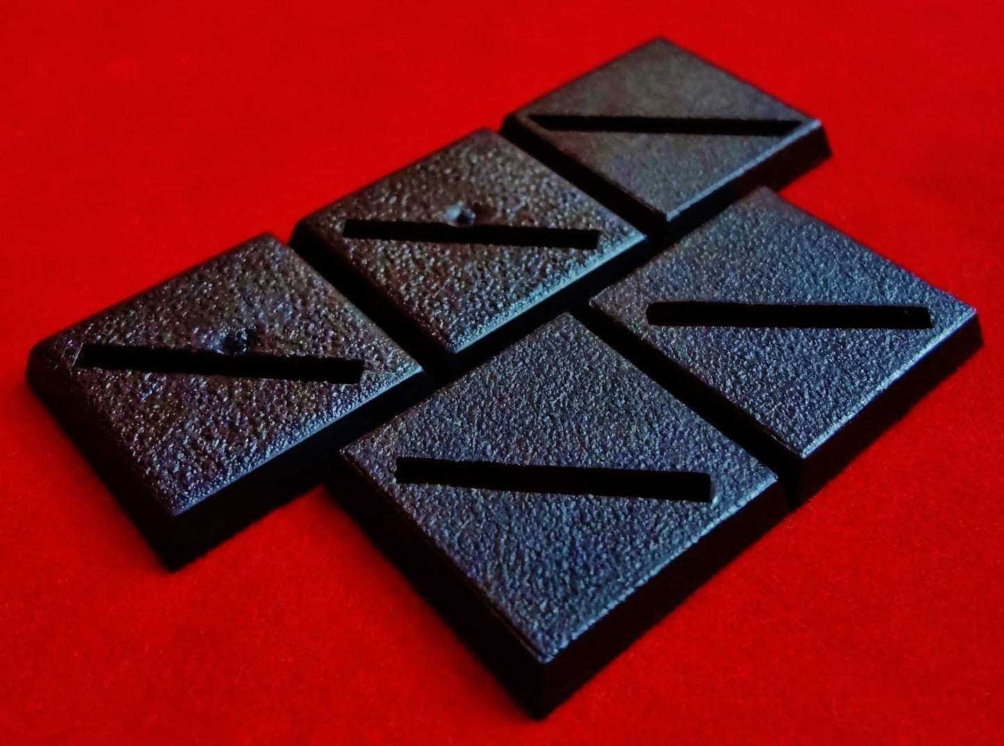 5x 20mm Games Workshop Square slotta diagonal slotted plastic black Warhammer Wargame Bases