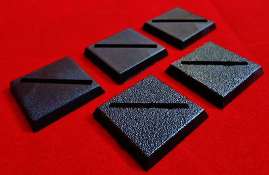 5x 25mm Games Workshop Square slotta diagonal slotted plastic black Warhammer Wargame Bases
