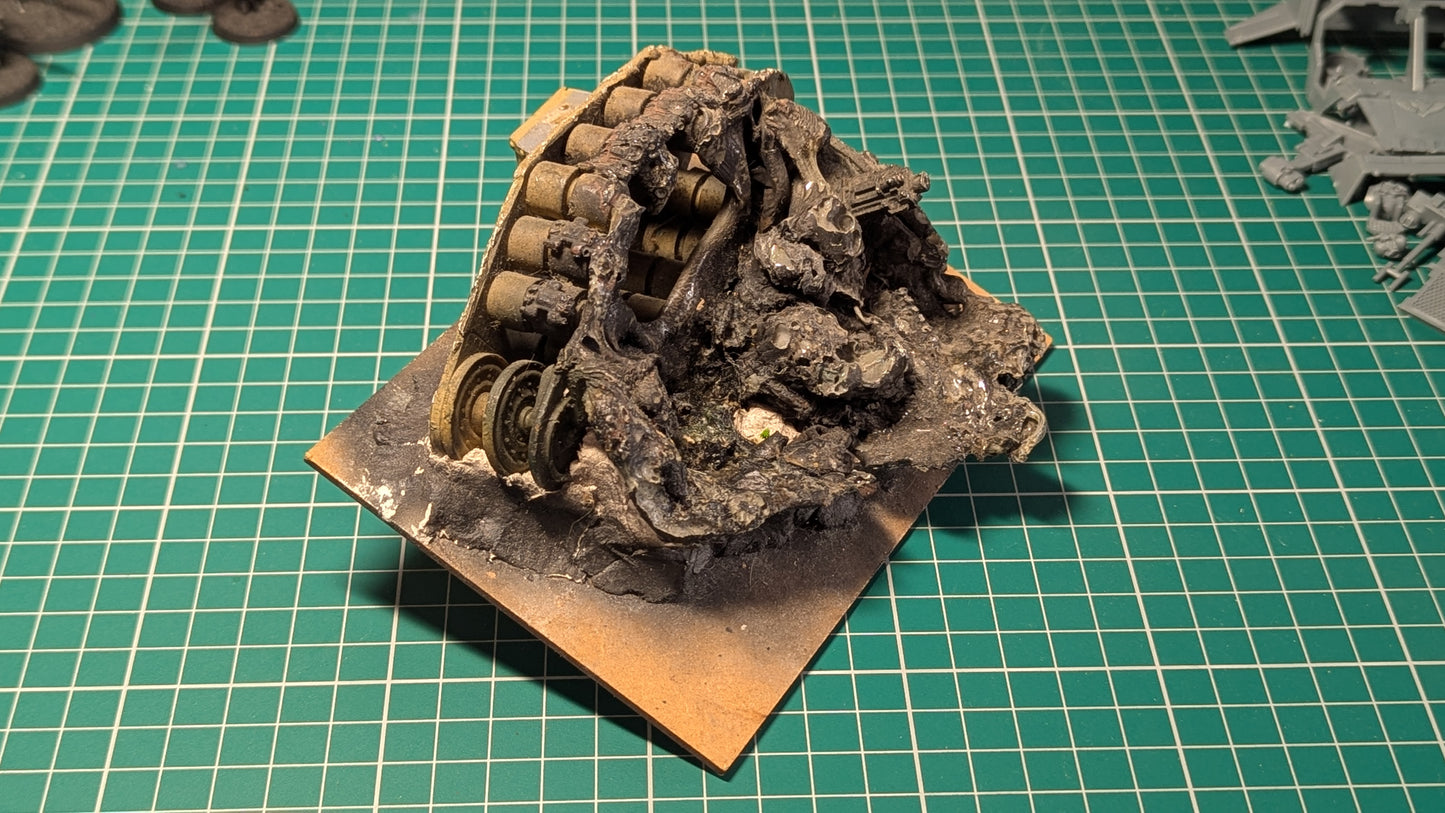 Melted Leman Russ Tank / Rhino Scenery part painted
