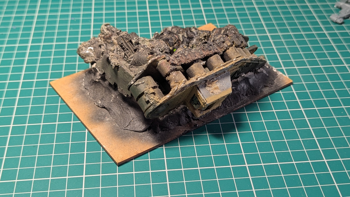 Melted Leman Russ Tank / Rhino Scenery part painted