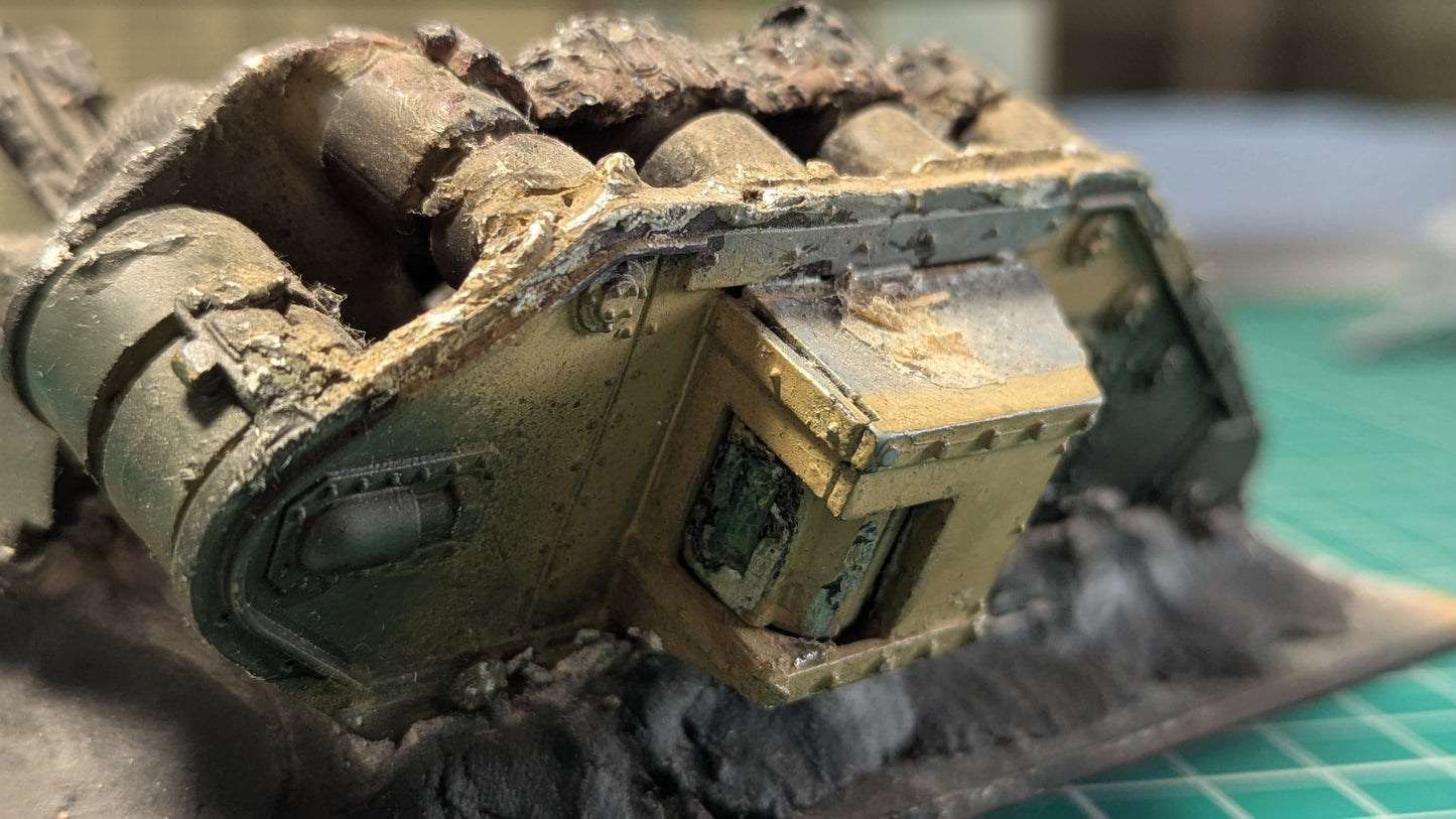 Melted Leman Russ Tank / Rhino Scenery part painted