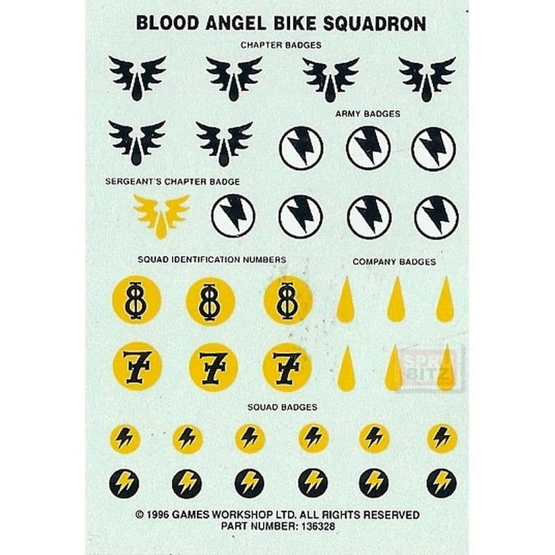 Blood Angel Bike Squadron Transfer Sheet (1996)