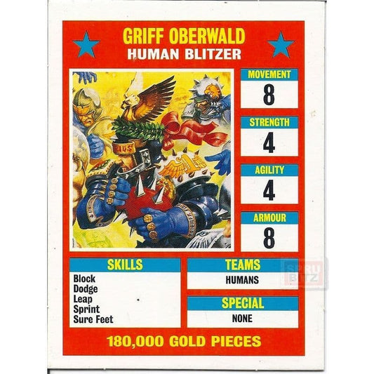 Blood Bowl Griff Oberwald Human Blitzer Star Player Reference Card