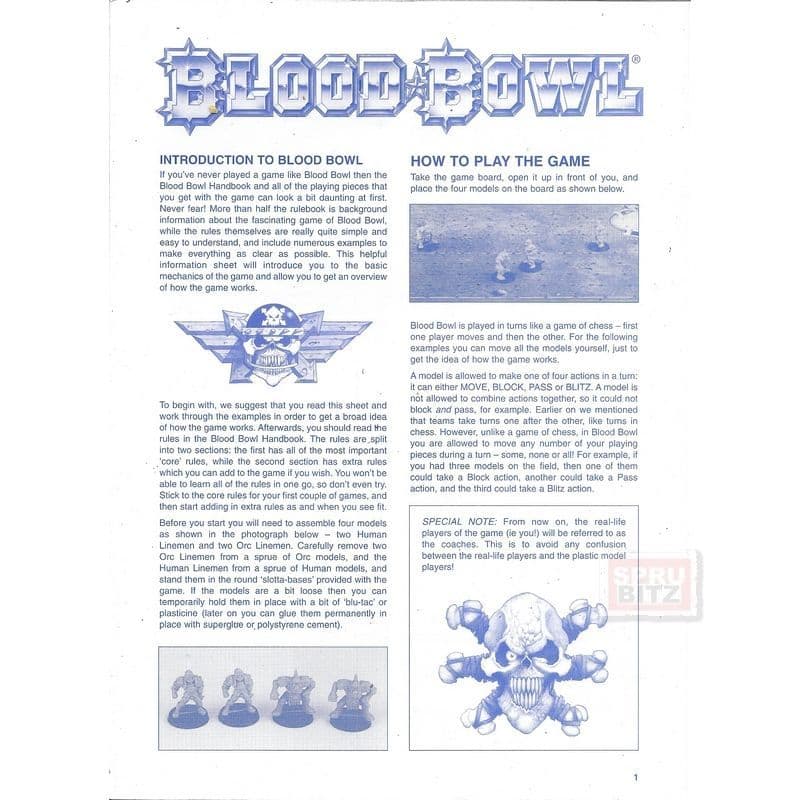 Blood Bowl How to Play Introduction 1994/1998 Bloodbowl