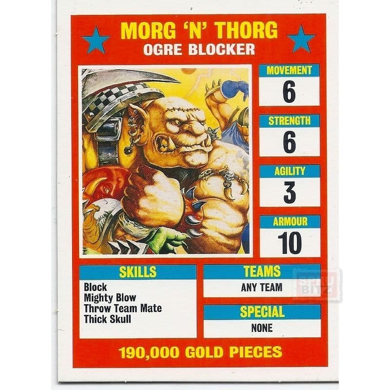 Blood Bowl Morg N Thorg Ogre Blocker Star Player Reference Card