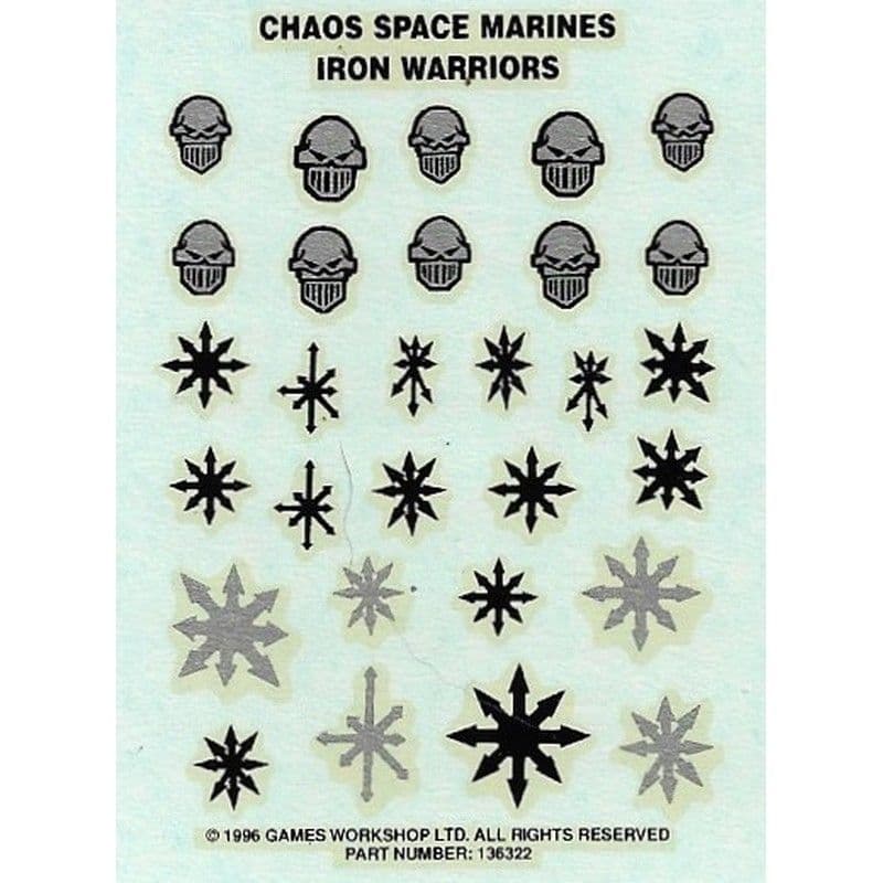 Chaos Space Marines Iron Warriors Transfer Sheet (1996)