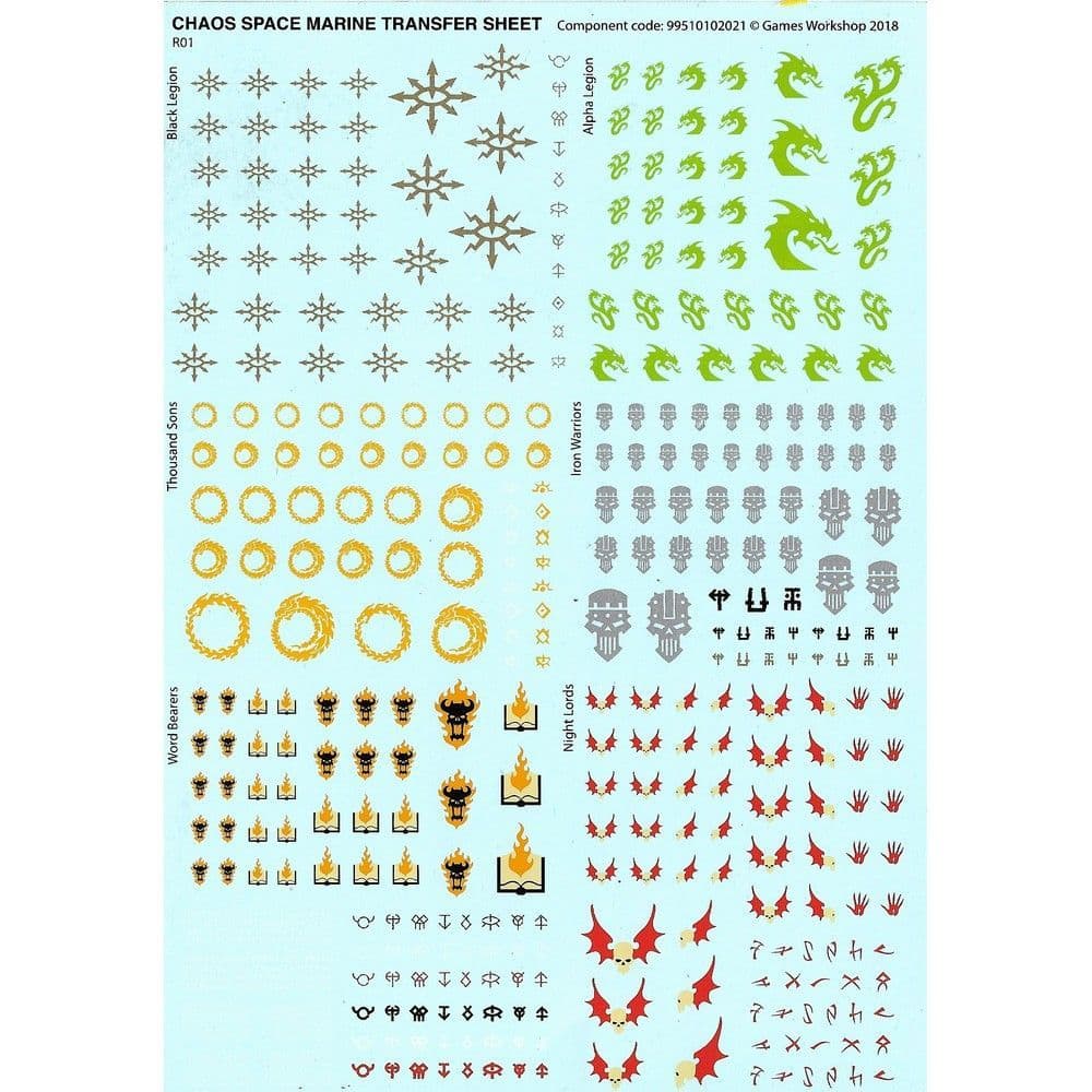 Chaos Space Marines Transfer Sheet (2018)