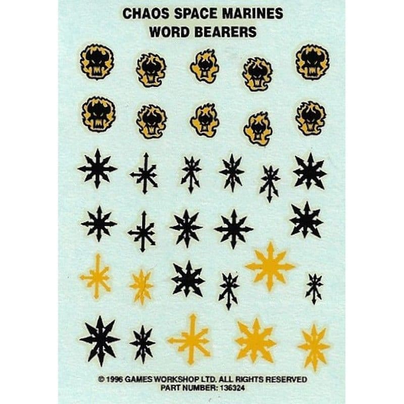 Chaos Space Marines Word Bearers Transfer Sheet (1996)