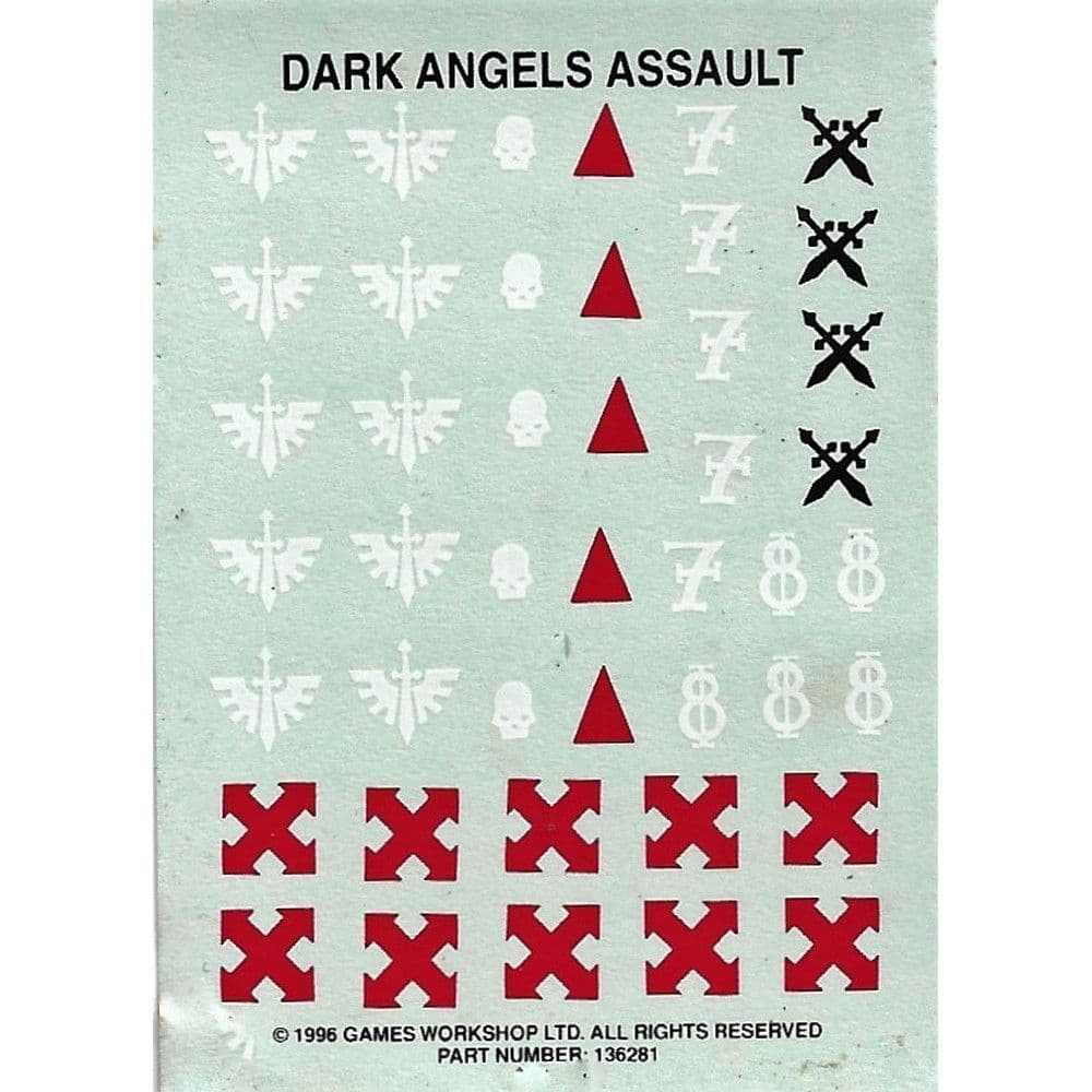 Dark Angels Assault Transfer Sheet (1996)