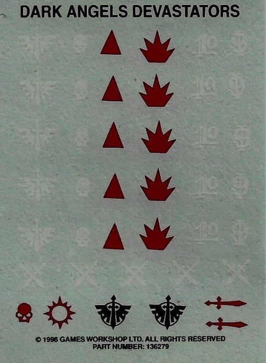 Dark Angels Devastators Transfer Sheet Decals (1996)