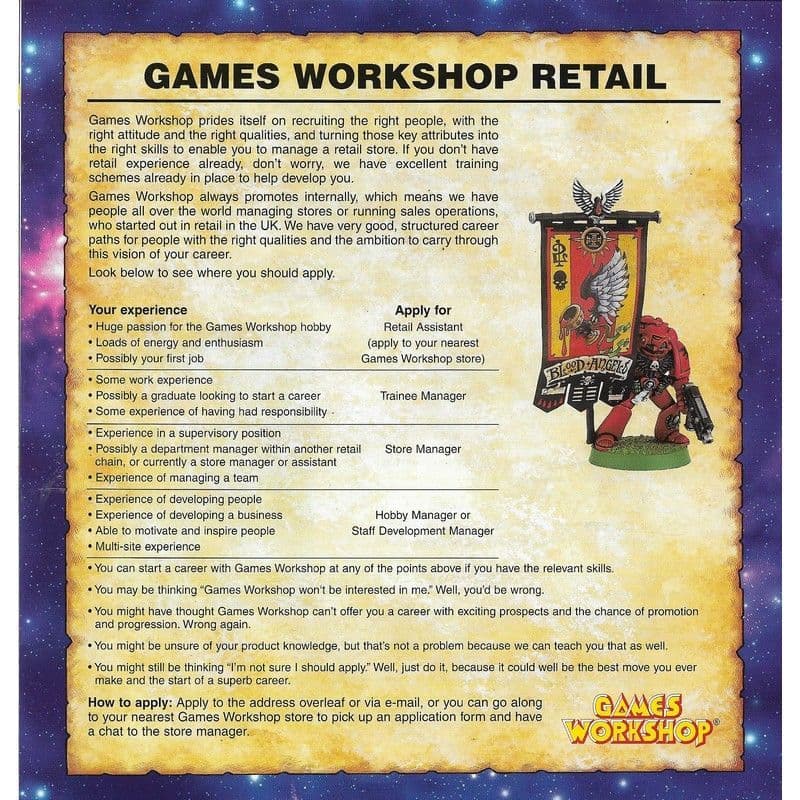 Games Workshop Retail Recruitment  Flyer 2007