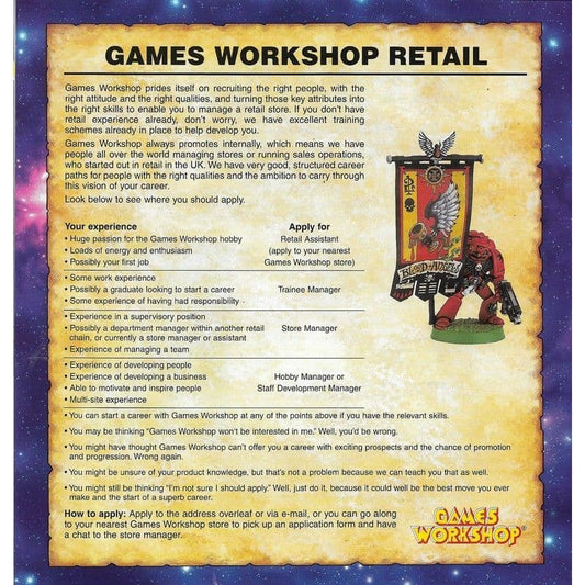 Games Workshop Retail Recruitment  Flyer 2007