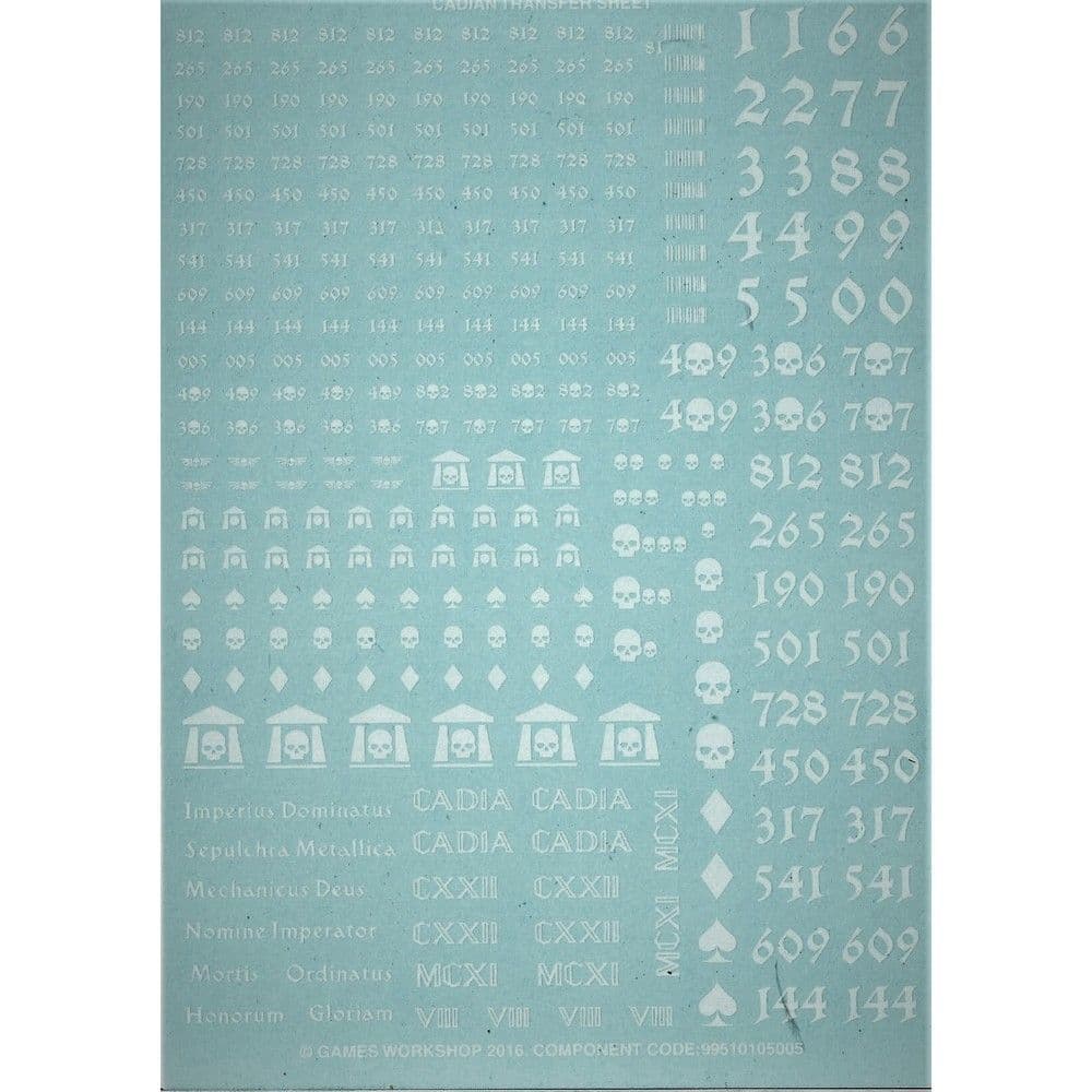 Imperial Guard Cadian Transfer Sheet (2016)