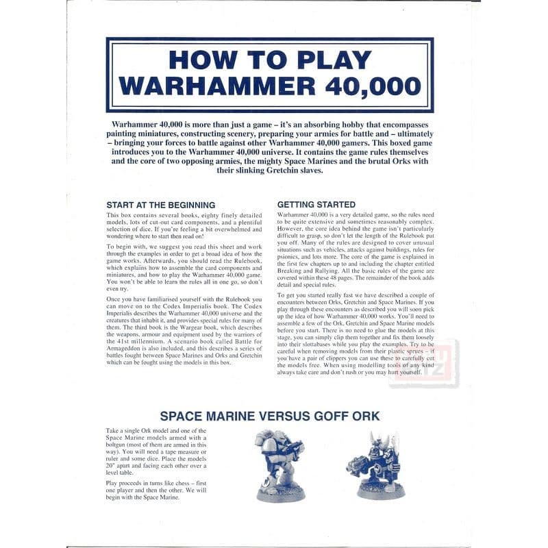 Quick Reference How to Play Warhammer 40,000 2nd Edition