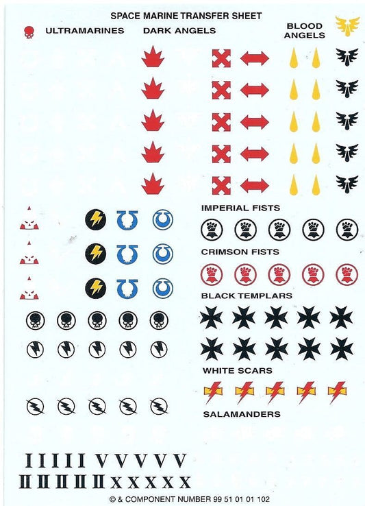 Space Marine Chapters Standard Transfer Sheet