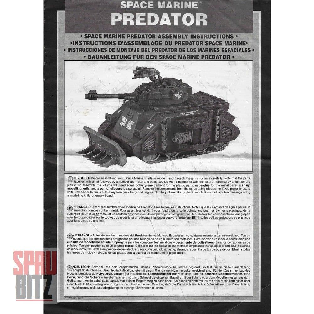 Space Marine Predator Assembly Instructions (1995)