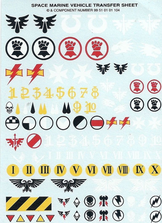 Space Marine Vehicle Transfer Sheet #99 51 01 01 104