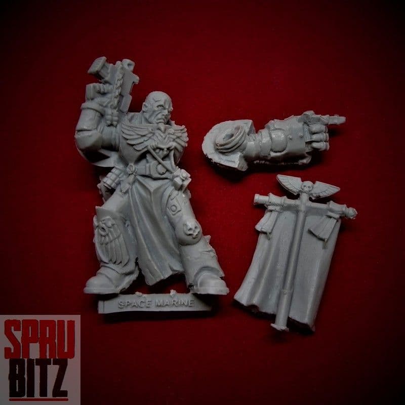 Space Marine Veteran with Power Fist and Banner (finecast)