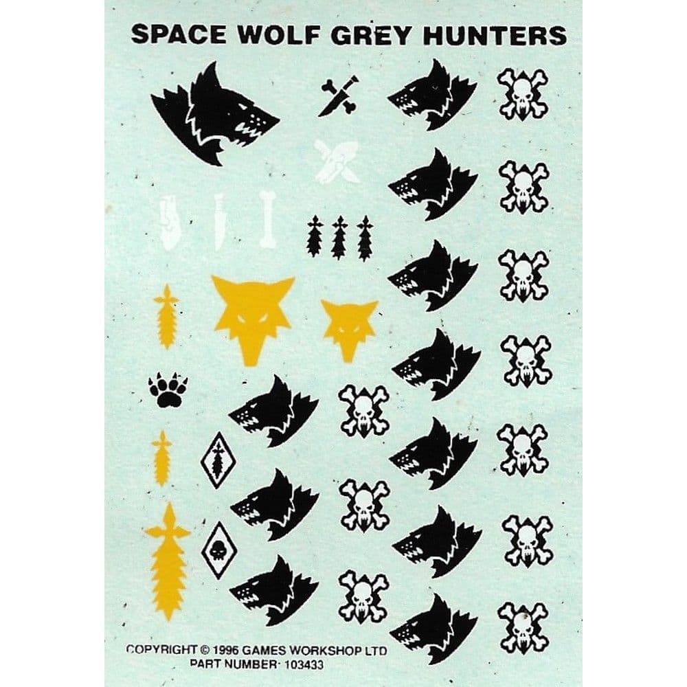 Space Wolf Grey Hunters Transfer Sheet (1996)