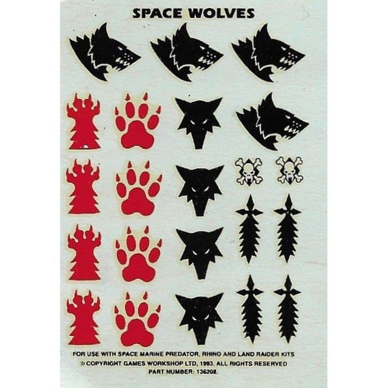 Space Wolves small Transfer Sheet Decals (1993)
