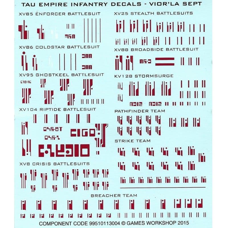 Tau Empire Infantry Transfers Decals Vior'la Sept (2015)