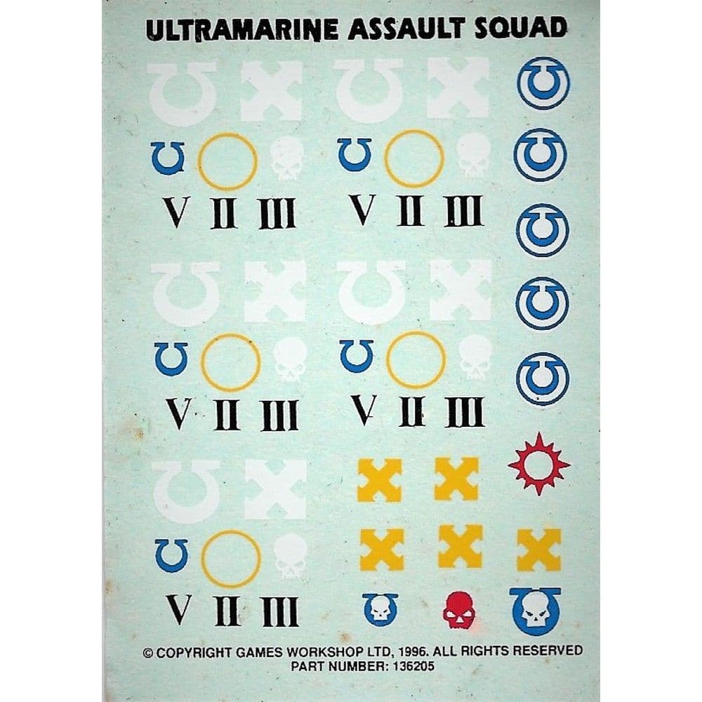 Ultramarines Assault Squad Transfer Sheet (1996)
