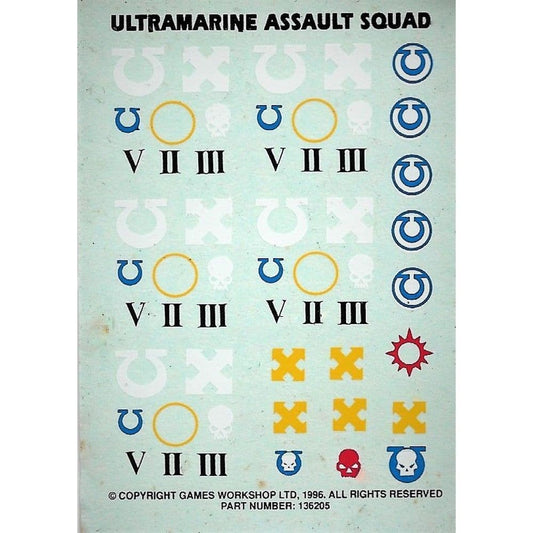 Ultramarines Assault Squad Transfer Sheet (1996)