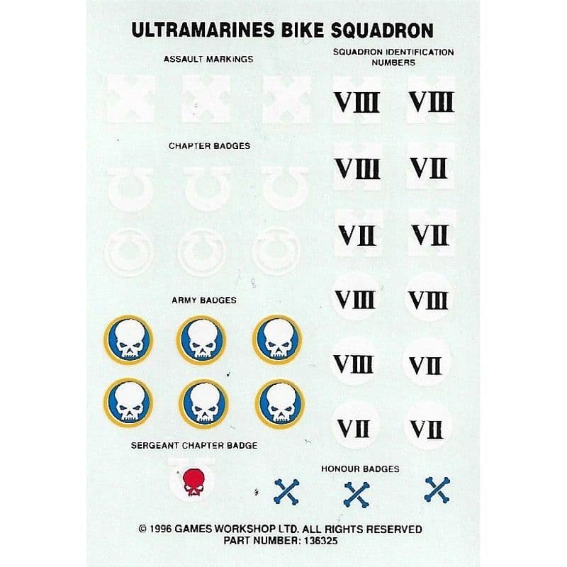 Ultramarines Bike Squadron Transfer Sheet (1996)