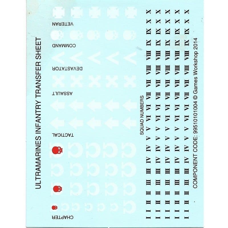 Ultramarines Infantry Transfer Sheet Decals (2014)