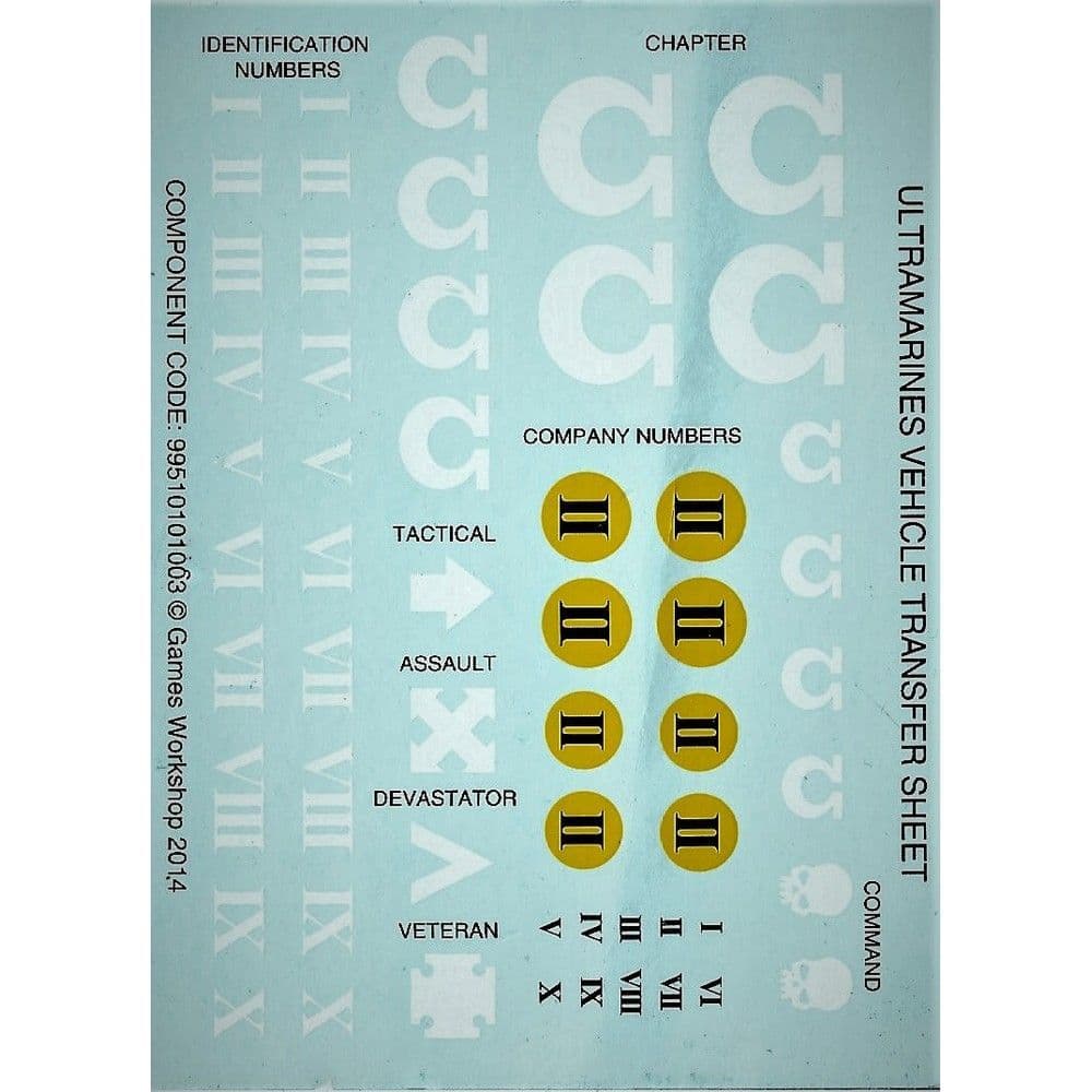 Ultramarines Vehicle Transfer Sheet (2014)